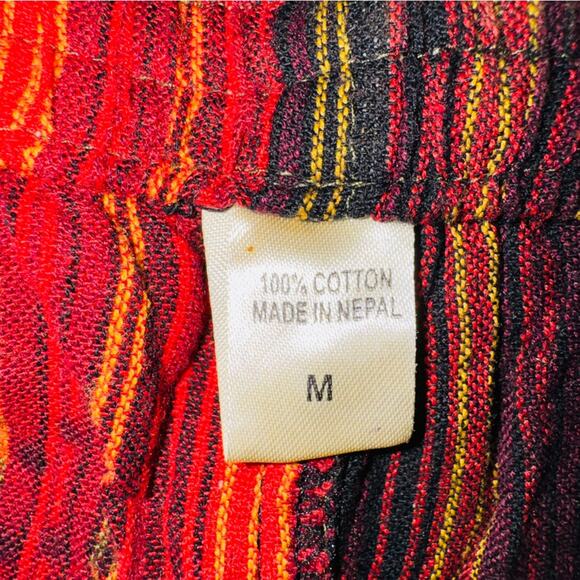 EUC Patchwork Cotton Boho Hippy Yoga Pants Wide Trousers Made in Nepal Medium - Picture 3 of 3